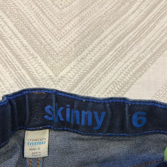 Crewcuts Boys Skinny Adjustable Waist Dark Wash Blue Jeans - Size 6 - Picture 4 of 7